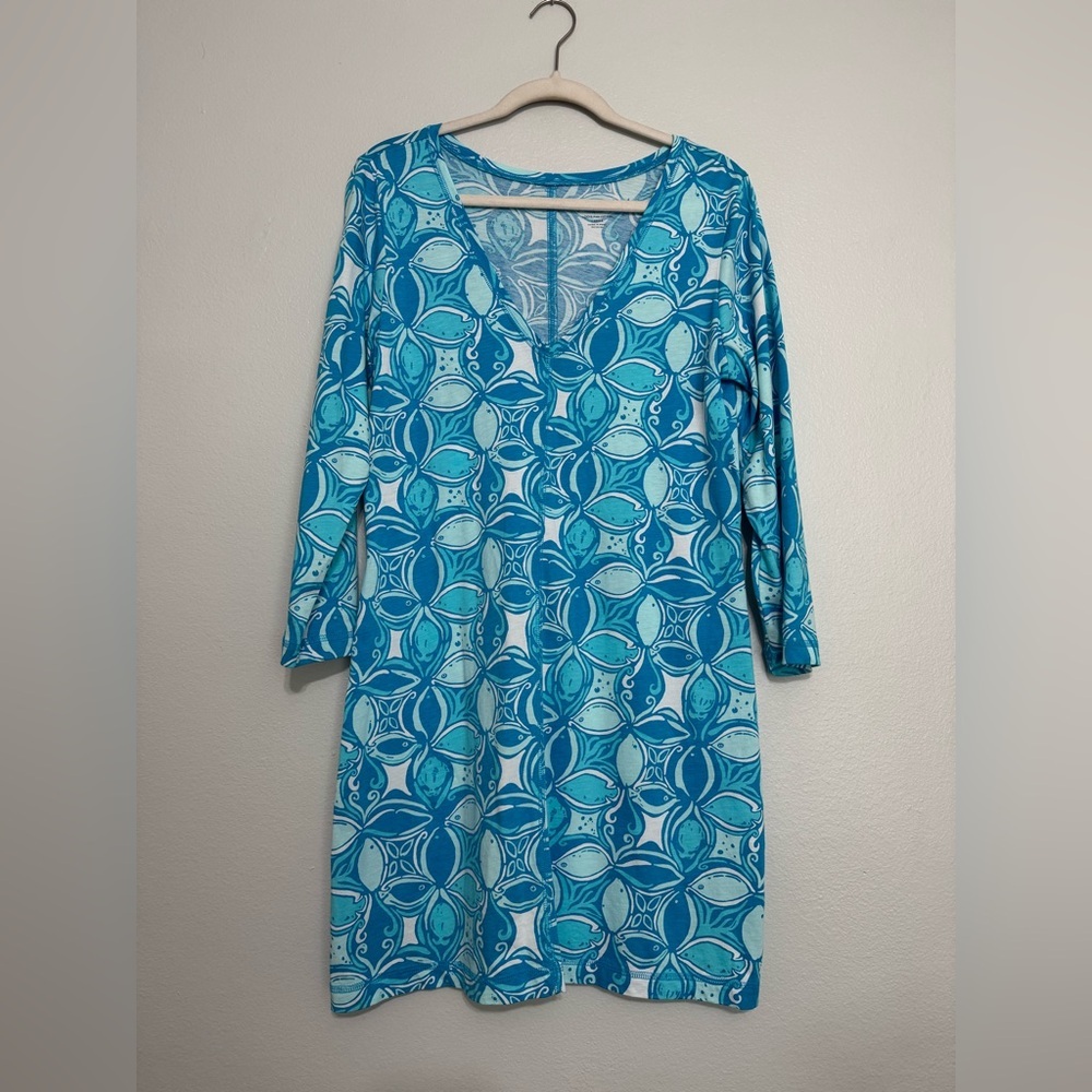 Lilly Pulitzer Juliet 3/4 Sleeve Dress in What A Racquet Ariel Blue Dress